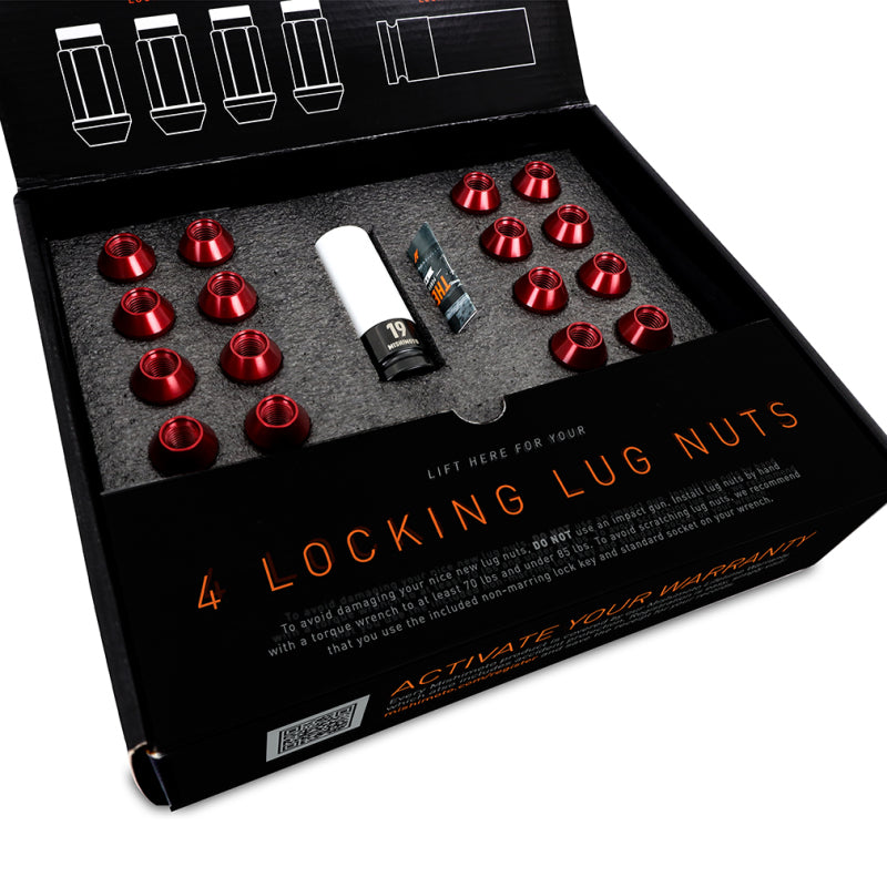 Mishimoto Aluminum Locking Lug Nuts M12x1.25 20pc Set Red