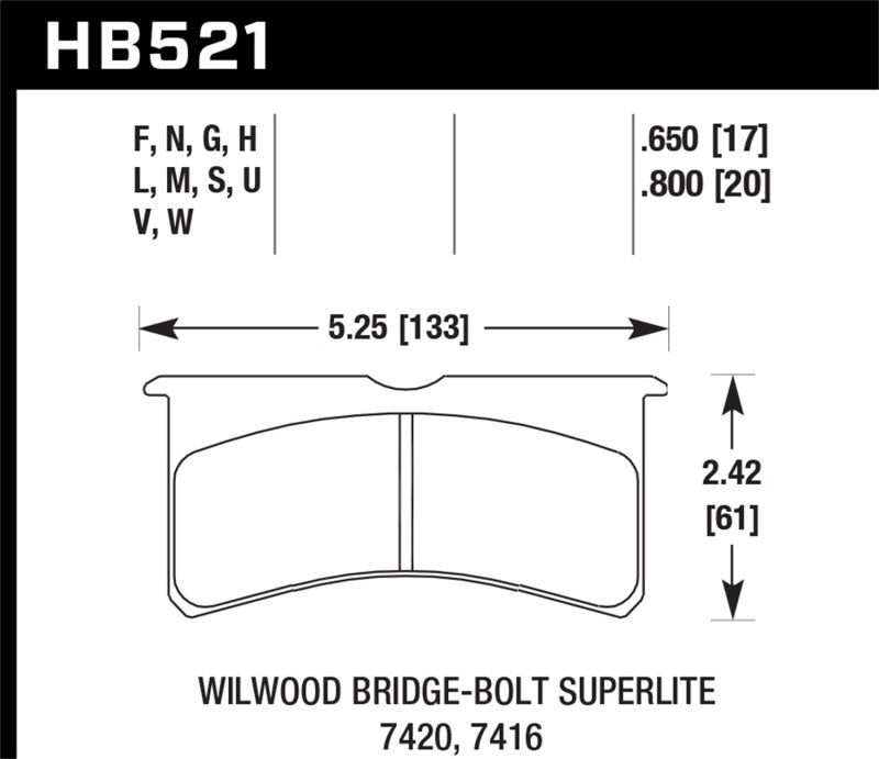 Hawk Wilwood BB SL 7420 DTC-30 Performance Race Pads