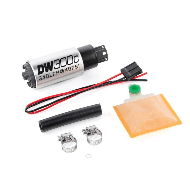 DeatschWerks 340lph DW300C Compact Fuel Pump w/ Universal Install Kit (w/o Mounting Clips) - Two Step Performance