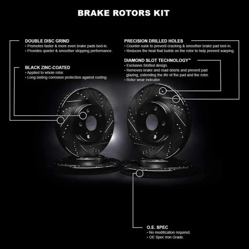 R1 eLINE Black Series Drilled & Slotted Brake Rotors (Non-Si)