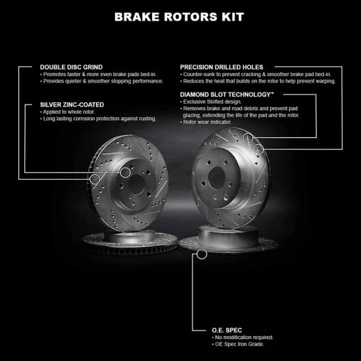 R1 eLINE Silver Series Drilled & Slotted Brake Rotors (Non-Si)