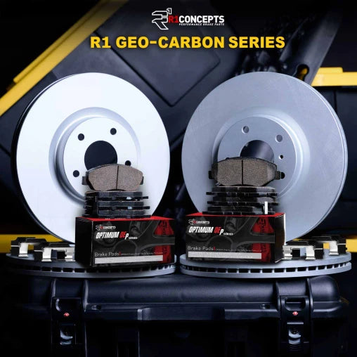R1 Geo-Carbon Blank Rotors with OPTIMUM OEp Pads and Hardware