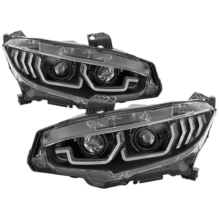 Spyder Apex Projector Headlights with Sequential Turn Signal for 2016+ Honda Civic - Two Step Performance
