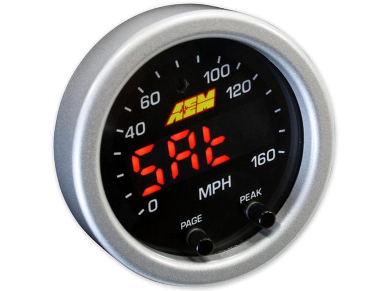 AEM X-Series 0-160 MPH Black Bezel w/ Black Face GPS Speedometer Gauge - Two Step Performance