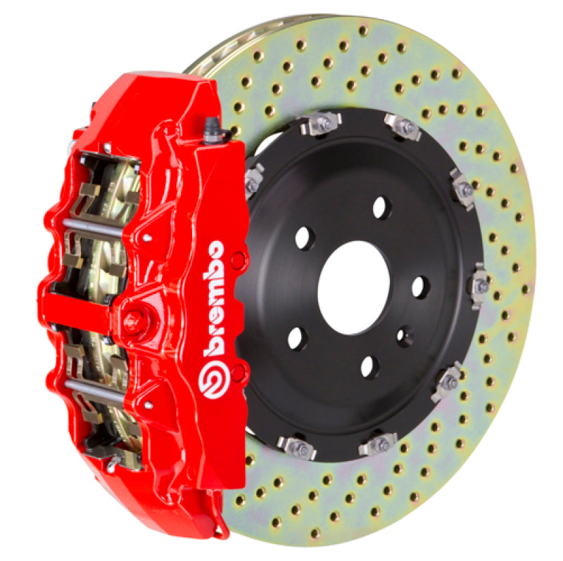 Brembo 11-23 Charger w/V8 Exc AWD/SRT8 Fr GT BBK 6Pis Cast 380x34 2pc Rotor Drilled-Red