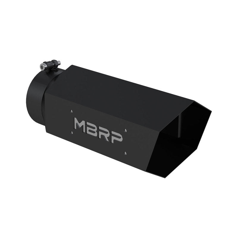 MBRP Universal Hex Tip 5in Inlet 16in Length w/ Logo - Black Coated