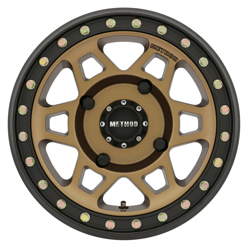 Method MR405 UTV Beadlock 15x7 5+2/38mm Offset 4x136 106mm CB Method Bronze Wheel - Matte Black Ring