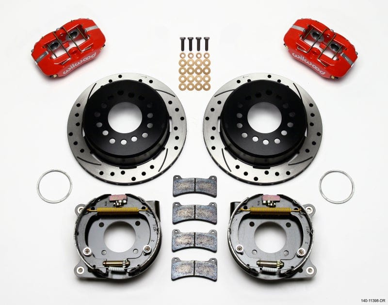 Wilwood Dynapro Low-Profile 11.00in P-Brake Kit Drill-Red Chevy 12 Bolt 2.75in Off w/ C-Clips - Two Step Performance