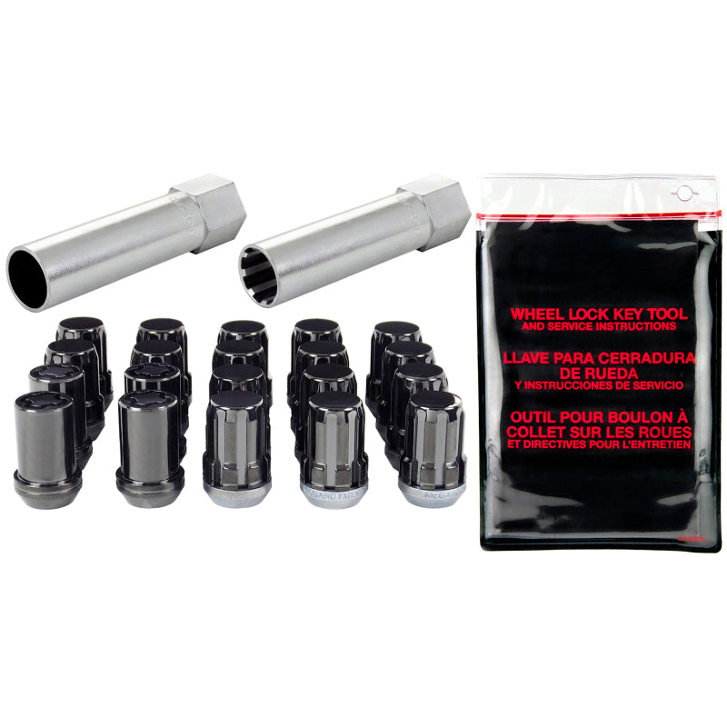 McGard SplineDrive Tuner 5 Lug Install Kit w/Locks & Tool (Cone) M12X1.5 / 13/16 Hex - Blk