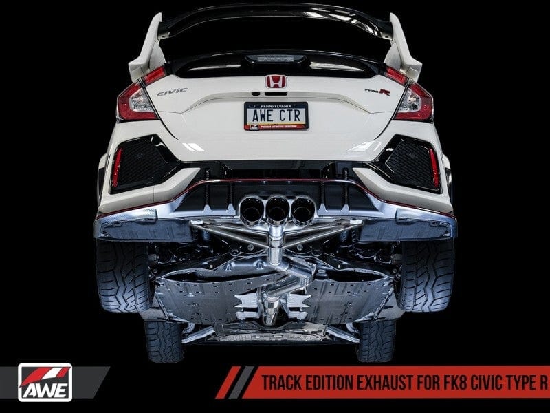 AWE Tuning 2017+ Honda Civic Type R Track Edition Exhaust w/Front Pipe & Triple Chrome Silver Tips - Two Step Performance