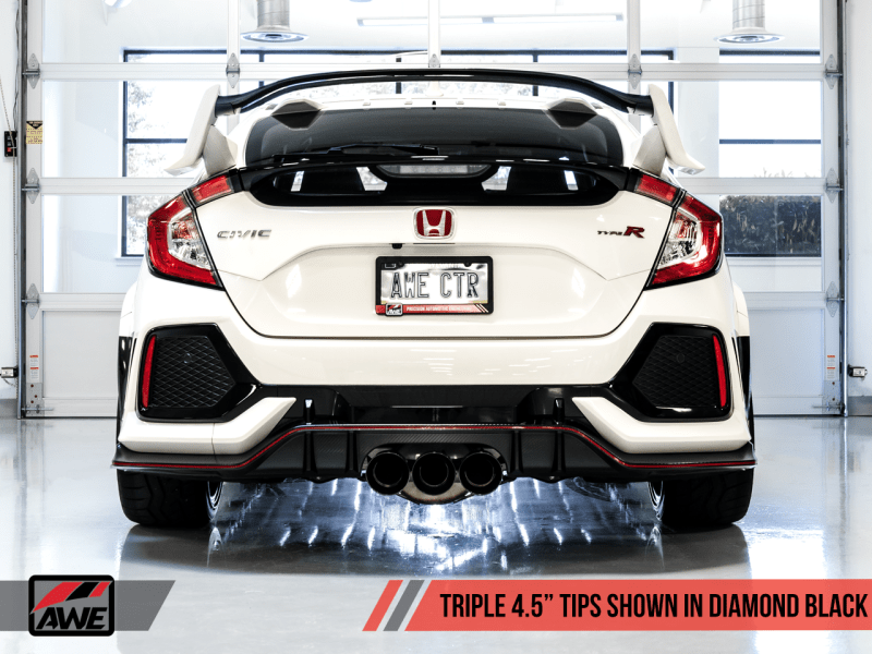 AWE Tuning 2017+ Honda Civic Type R Track Edition Exhaust w/Front Pipe & Triple Diamond Black Tips - Two Step Performance