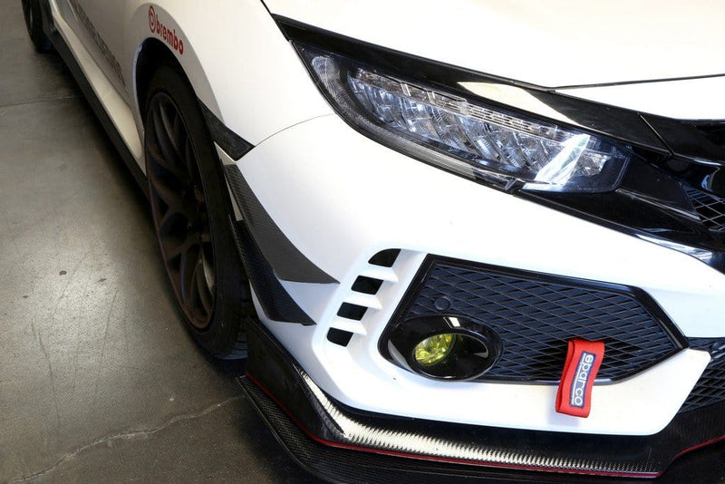 Carbon Fiber Front Bumper Canards for 2017+ Honda Civic Type R FK8 - Two Step Performance