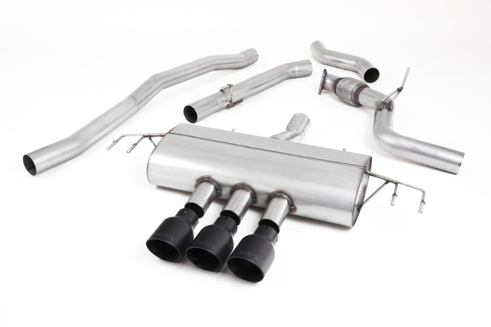 FK8 Non-Resonated (louder) Cat-Back Exhaust System with 3 X Polished Gt-100 Trims