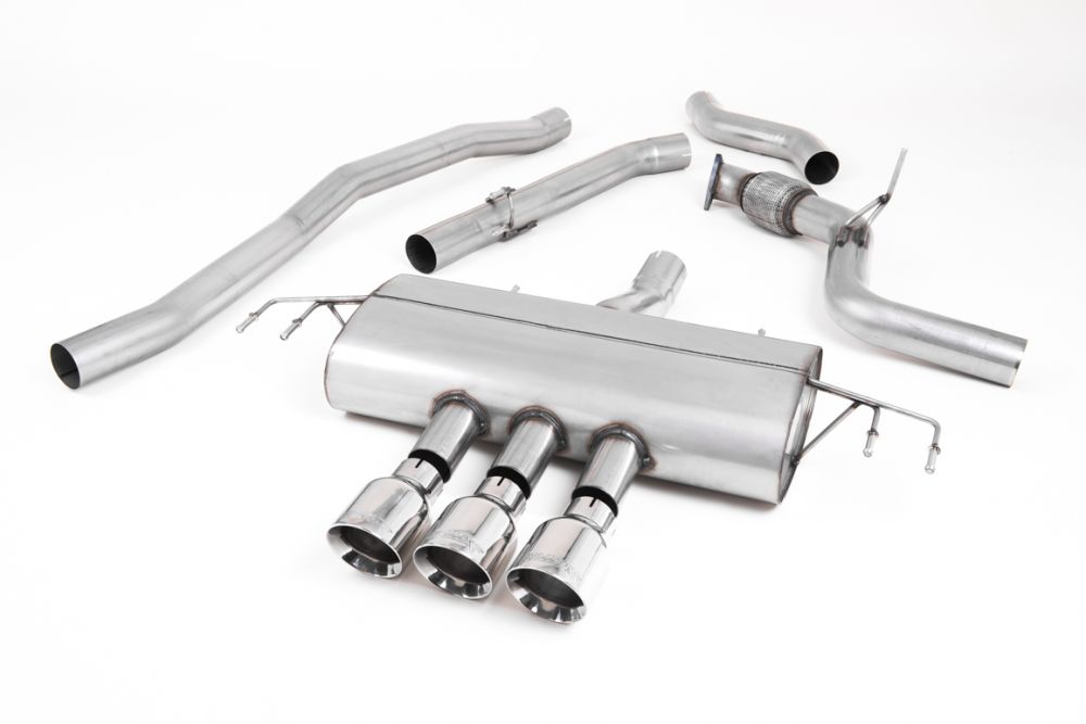 FK8 Non-Resonated (louder) Cat-Back Exhaust System with 3 X Polished Gt-100 Trims
