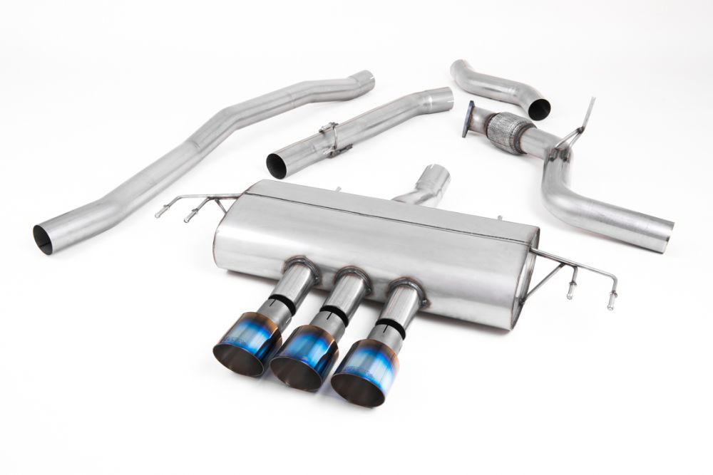 FK8 Non-Resonated (louder) Cat-Back Exhaust System with 3 X Polished Gt-100 Trims