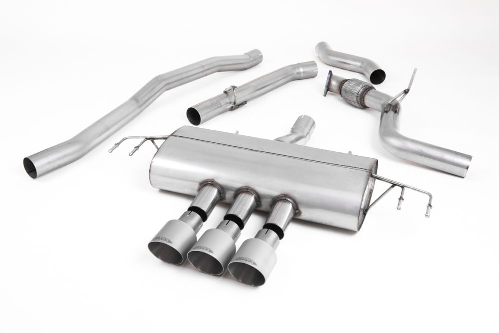FK8 Non-Resonated (louder) Cat-Back Exhaust System with 3 X Polished Gt-100 Trims