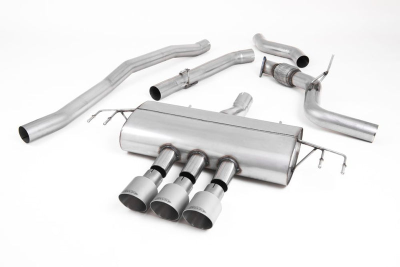 FK8 Non-Resonated (louder) Cat-Back Exhaust System with 3 X Polished Gt-100 Trims