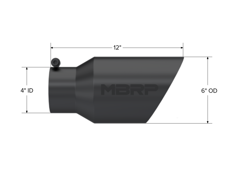 MBRP Universal Tip 6 O.D. Dual Wall Angled 4 inlet 12 length - Black Finish