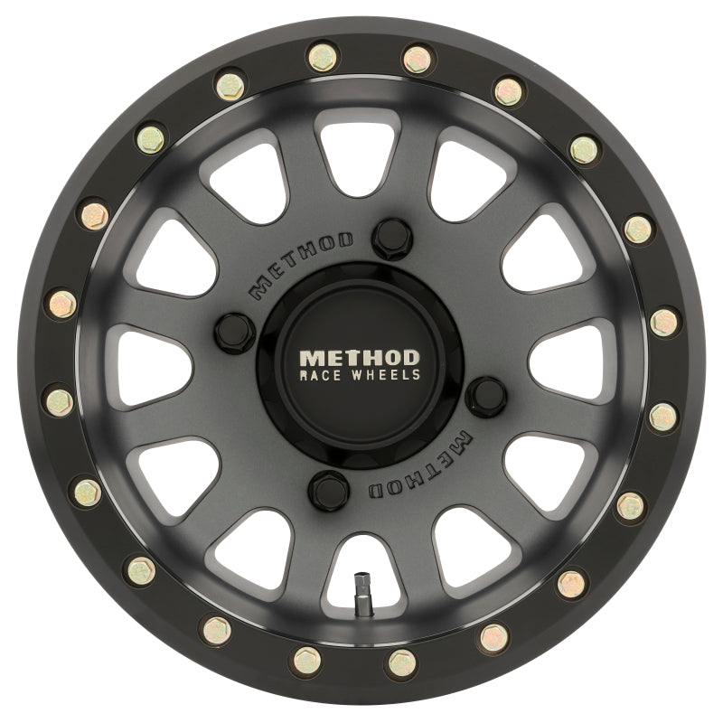 Method MR401 UTV Beadlock 15x7 / 4+3/13mm Offset / 4x156 / 132mm CB Titanium Wheel- Matte Black Ring