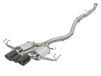 POWER 49-36616-C Takeda 3" 304 Stainless Steel Cat-Back Exhaust System w/ Tri-Carbon Tips for 2017+ Honda Civic Type R FK8 - Two Step Performance