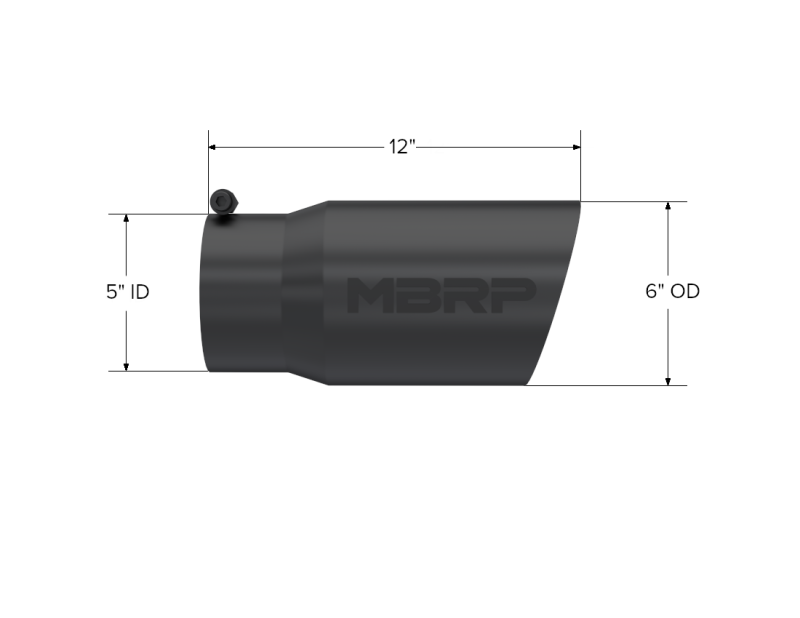 MBRP Universal Tip 6 O.D. Dual Wall Angled 5 inlet 12 length - Black Finish
