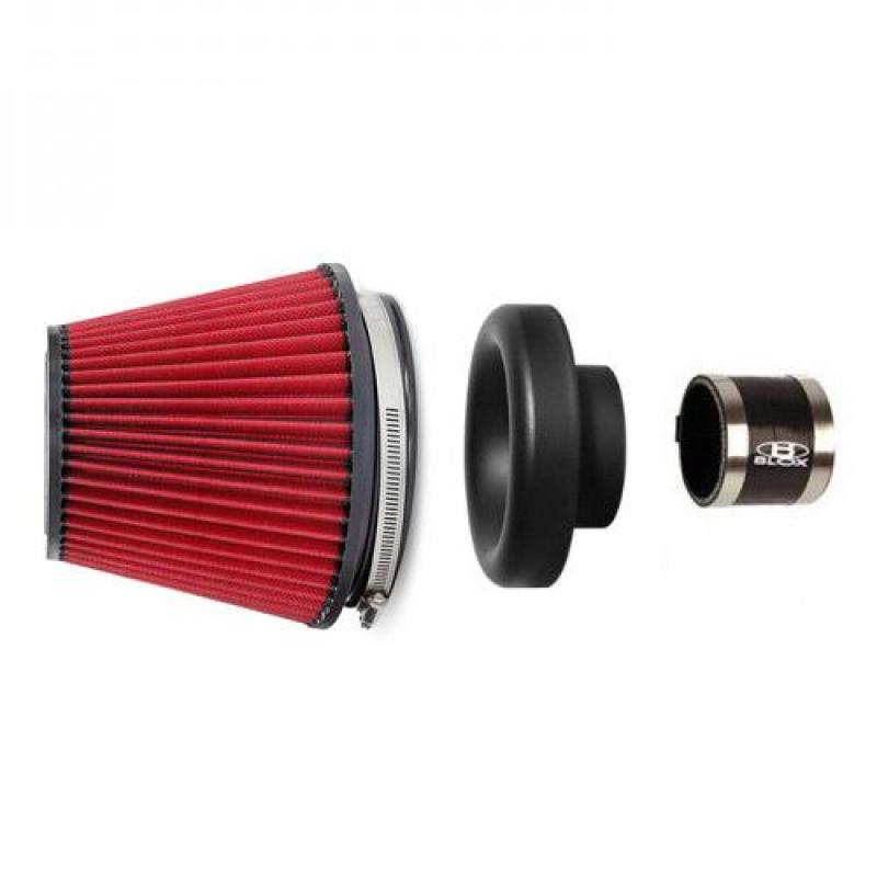 BLOX Racing Performance Filter Kit w/ 3.5inch  Velocity Stack Red Filter and 3.5inch Silicone Hose
