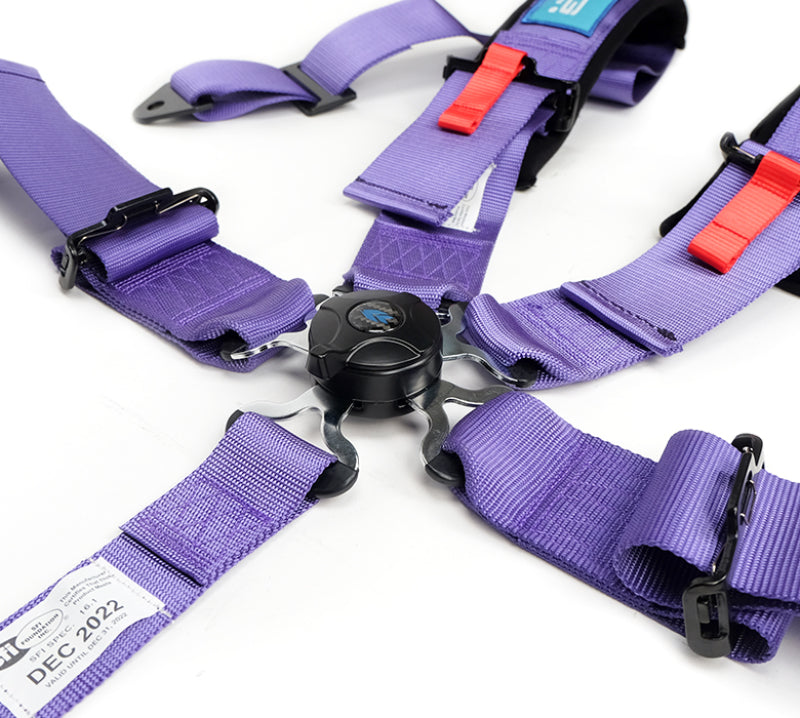 NRG SFI 16.1 5Pt 3 Inch Seat Belt Harness with Pads / Cam Lock - Purple