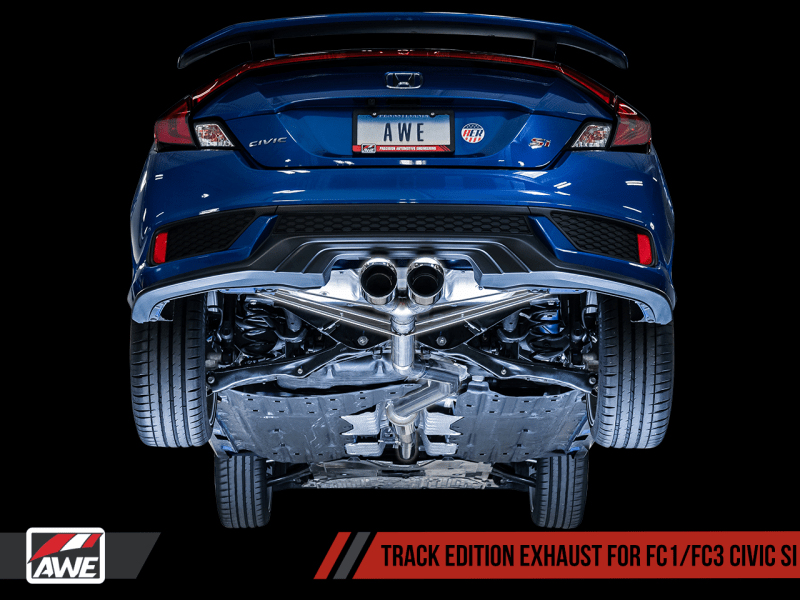 AWE Tuning 2016+ Honda Civic Si Track Edition Exhaust w/Front Pipe & Dual Diamond Black Tips - Two Step Performance
