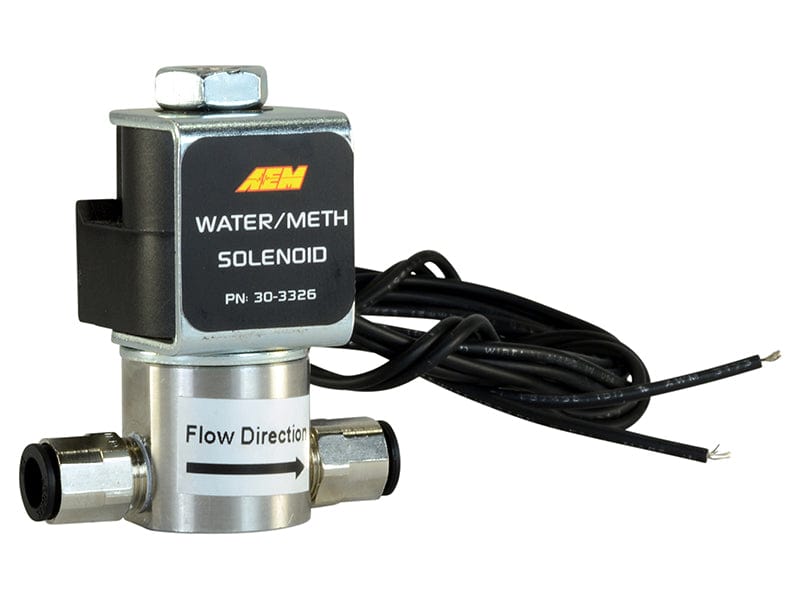 AEM Water/Methanol Injection System - High-Flow Low-Current WMI Solenoid - 200PSI 1/8in-27NPT In/Out - Two Step Performance