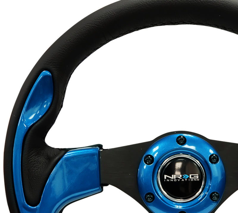 NRG Reinforced Steering Wheel (320mm) Blk w/Blue Trim