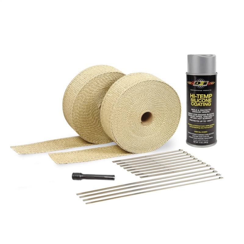 DEI Exhaust Wrap Kit - Tan Wrap & Aluminum HT Silicone Coating