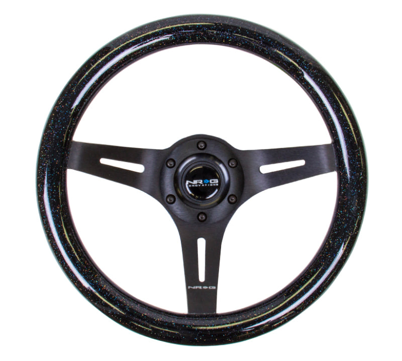 NRG Classic Wood Grain Steering Wheel (310mm) Black Sparkle w/Blk 3-Spoke Center