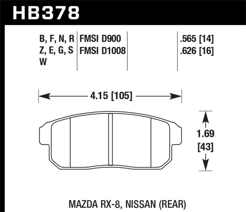 Hawk 08-11 Mazda RX-8 1.3L 40th Anniversary Edition Rear ER-1 Brake Pads