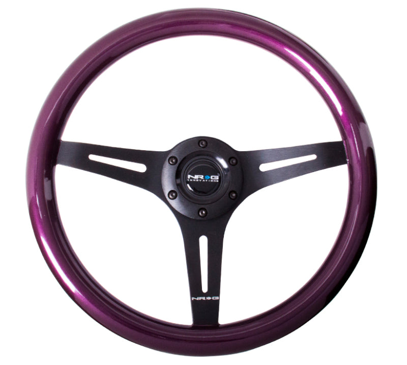 NRG Classic Wood Grain Steering Wheel (350mm) Purple Pearl/Flake Paint w/Black 3-Spoke Center