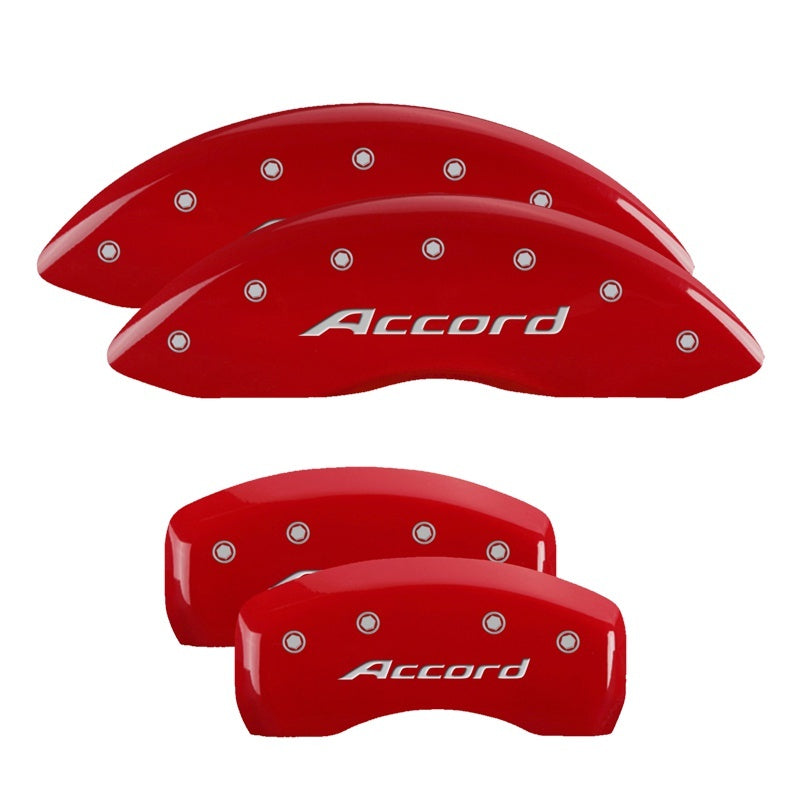 MGP 4 Caliper Covers Engraved Front Accord Engraved Rear Accord Red finish silver ch
