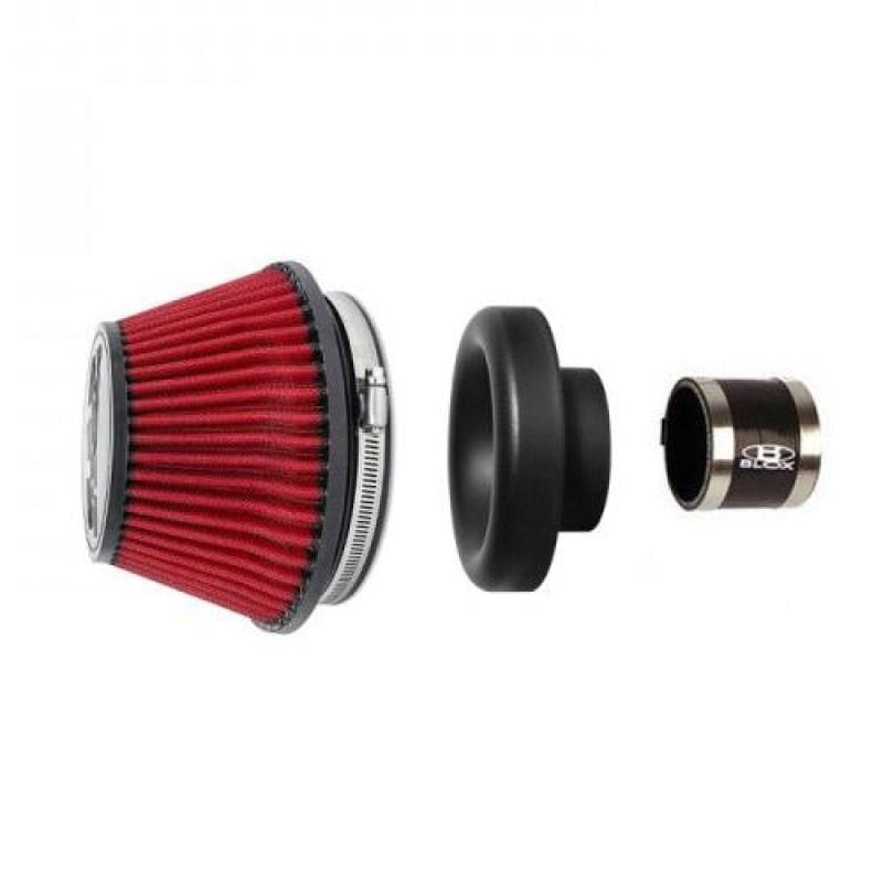 BLOX Racing Shorty Performance 5in Air Filter w/4in Velocity Stack and Coupler Kit - Two Step Performance