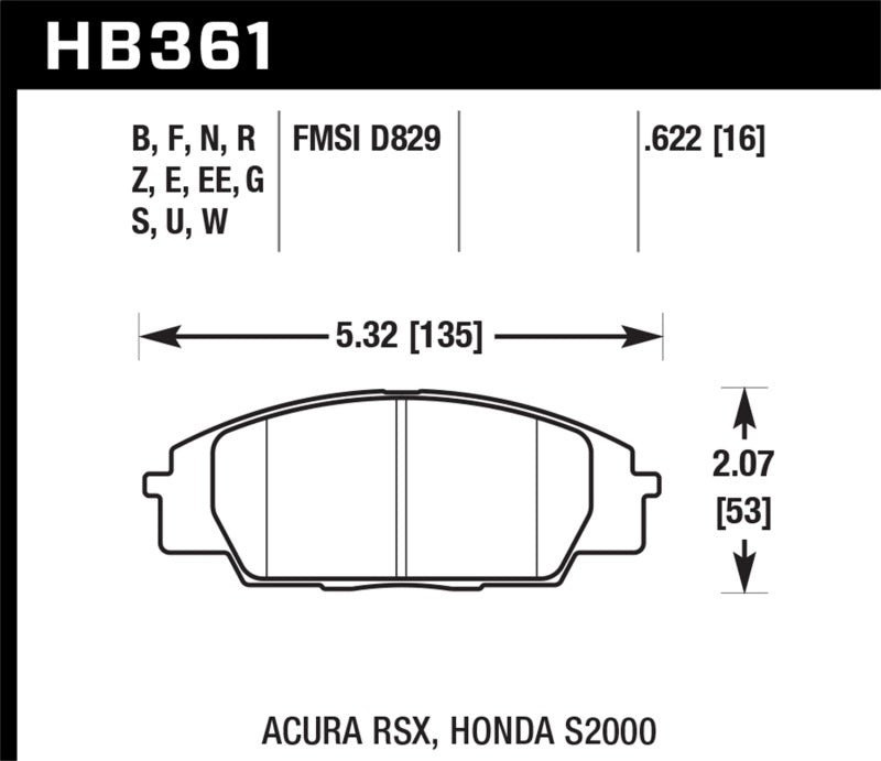 Hawk 2002-2006 Acura RSX Type-S HPS 5.0 Front Brake Pads