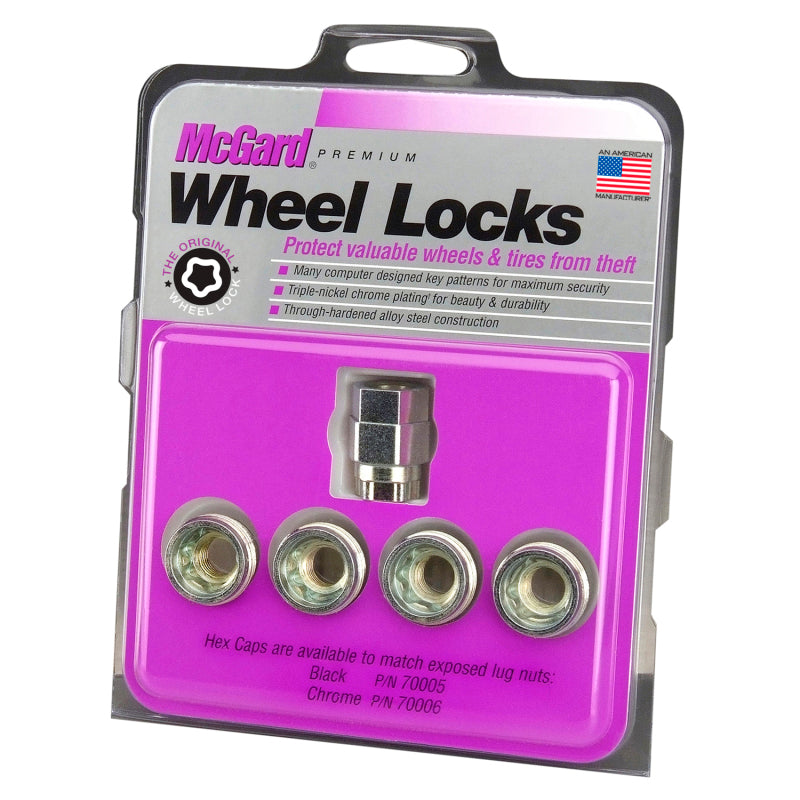 McGard Wheel Lock Nut Set - 4pk. (Under Hub Cap / Cone Seat) M12X1.5 / 19mm & 21mm Hex / .775in. L