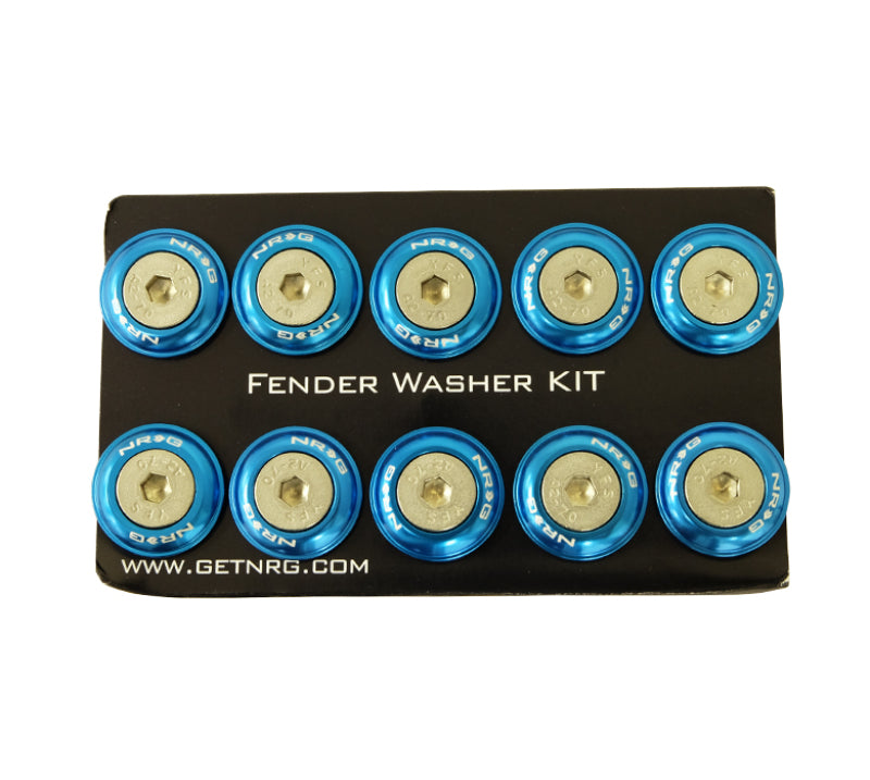 NRG Fender Washer Kit w/Rivets For Plastic (Blue) - Set of 10