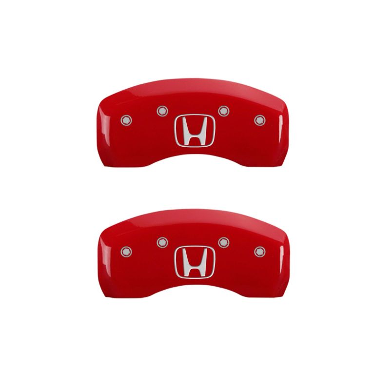 MGP 4 Caliper Covers Engraved Front Honda Engraved Rear H Logo Red finish silver ch